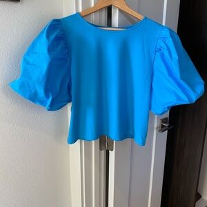 A New Day - Blue Puff Sleeve Women's Top